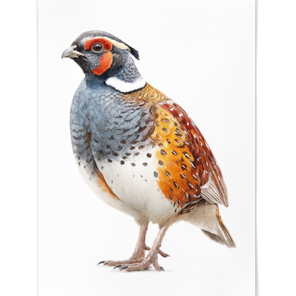 Watercolor Quail Wall Art Print, Unframed - Vibrant Nature-Inspired Home Decor - Picture 2 of 6